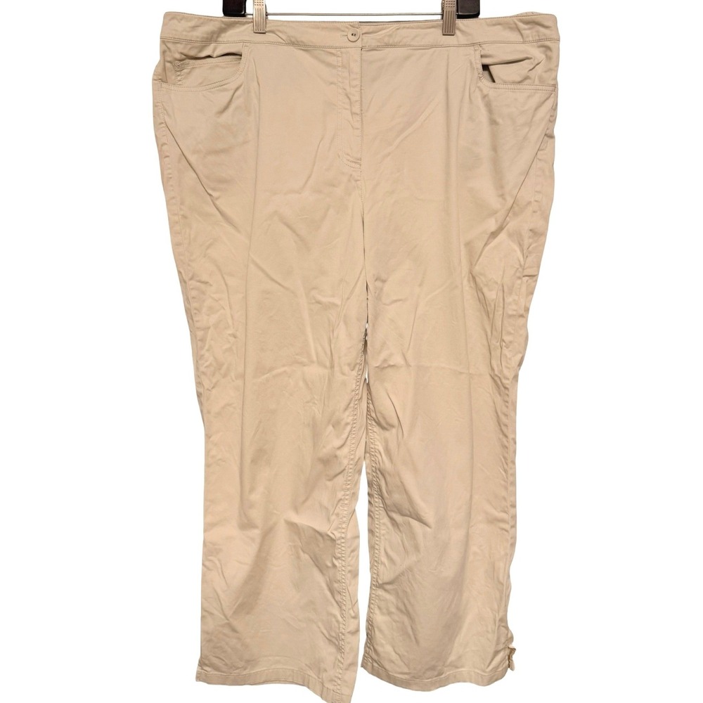 Eileen Fisher Woman Crop Pants 2X Beige Cotton Spandex Twill Lagenlook Plus Size